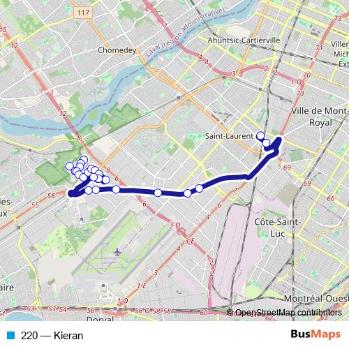 220 bus Line Map