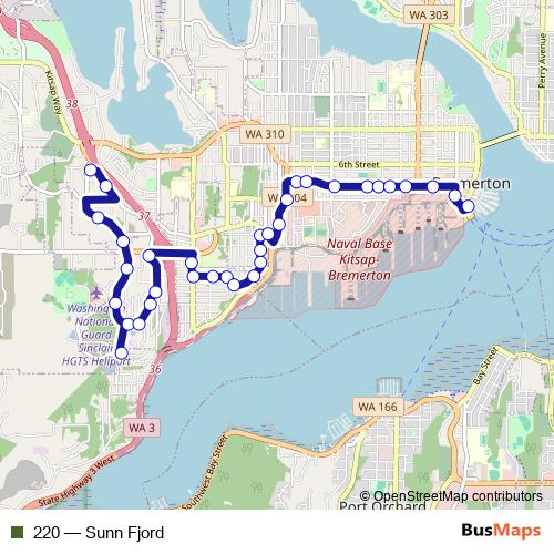 220 bus Line Map