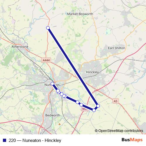 220 bus Line Map
