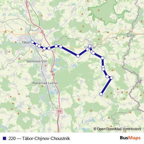 220 bus Line Map