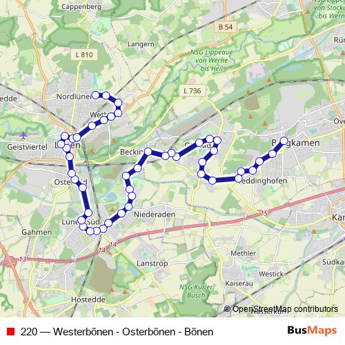 220 bus Line Map