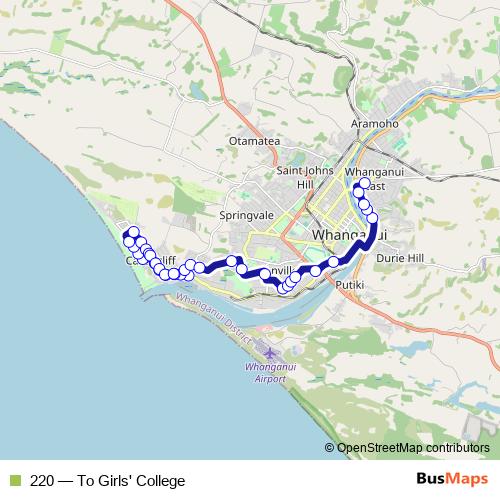 220 bus Line Map