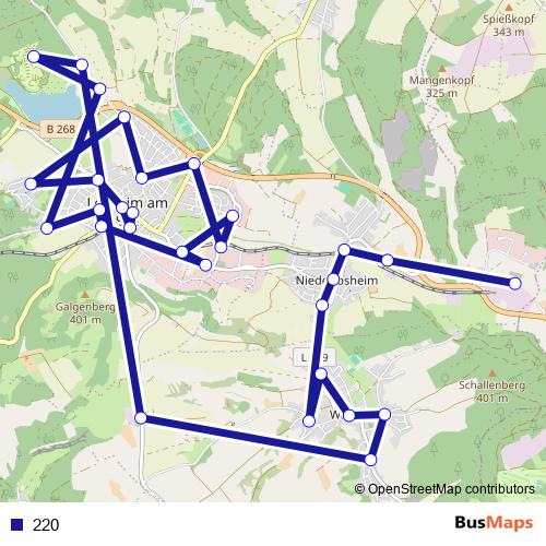220 bus Line Map
