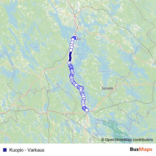 Kuopio - Varkaus bus Line Map