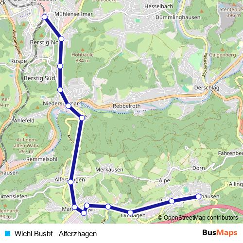 Wiehl Busbf - Alferzhagen tram Line Map