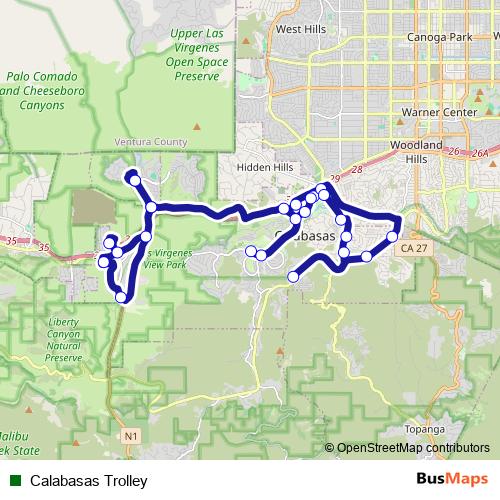 Calabasas Trolley bus Line Map
