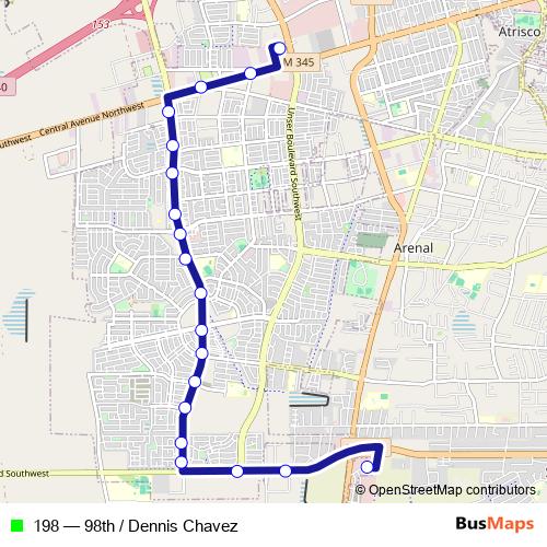 198 bus Line Map