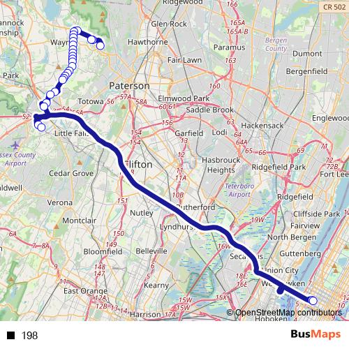 198 bus Line Map