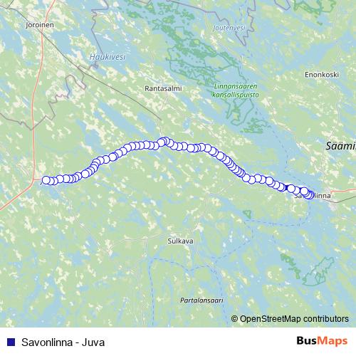 Savonlinna - Juva bus Line Map