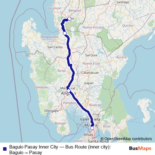 Baguio Pasay Inner City bus Line Map