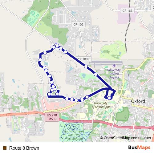 Route 8 Brown bus Line Map