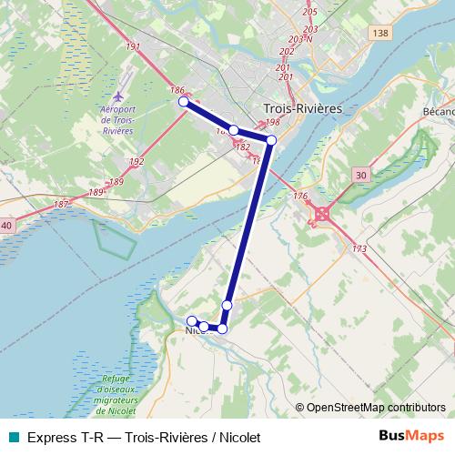 Express T-R bus Line Map