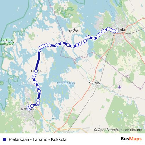 Pietarsaari - Larsmo - Kokkola bus Line Map