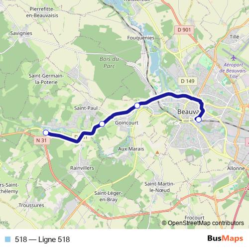 518 bus Line Map