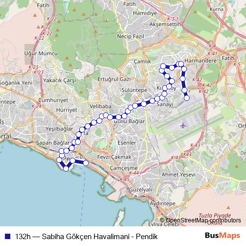 132h bus Line Map