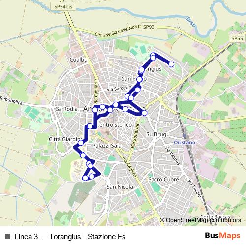 Linea 3 bus Line Map