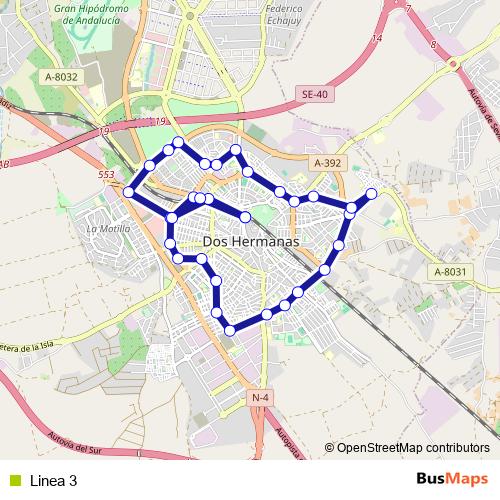 Linea 3 bus Line Map