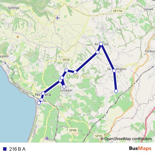 216 B A bus Line Map