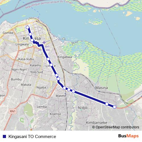 Kingasani TO Commerce bus Line Map
