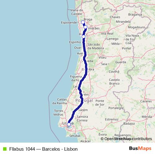 Flixbus 1044 bus Line Map