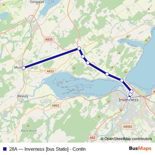 28A bus Line Map