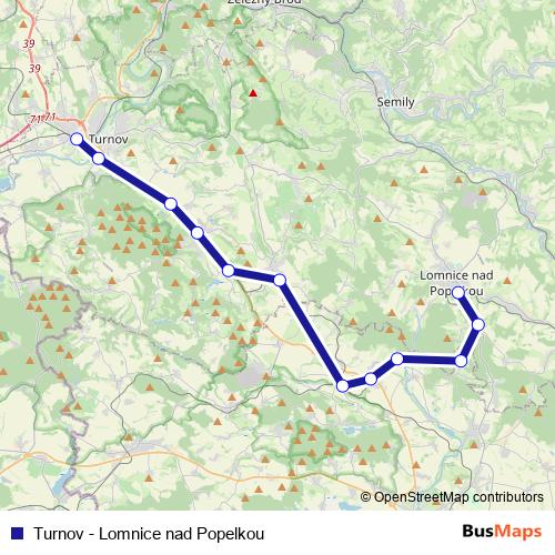 Turnov - Lomnice nad Popelkou rail Line Map
