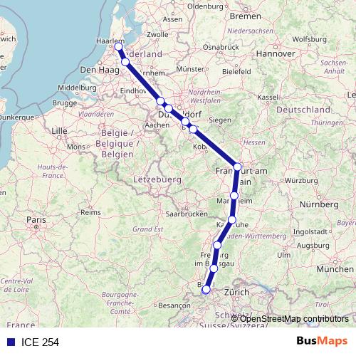 ICE 254 rail Line Map