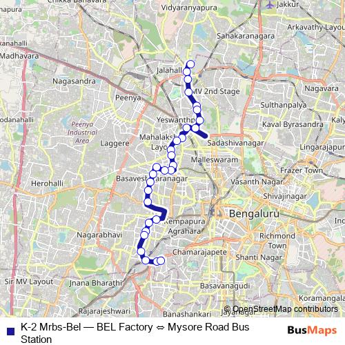 K-2 Mrbs-Bel bus Line Map