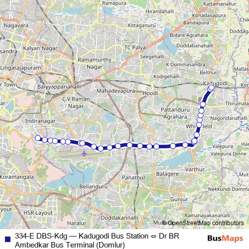 334-E DBS-Kdg bus Line Map