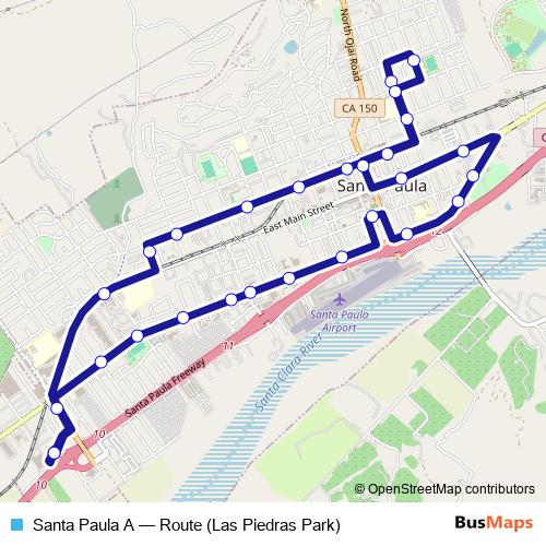 Santa Paula A bus Line Map