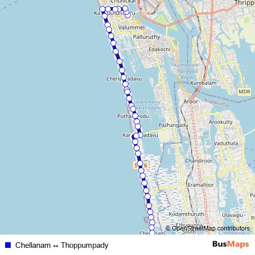 Chellanam ↔ Thoppumpady bus Line Map