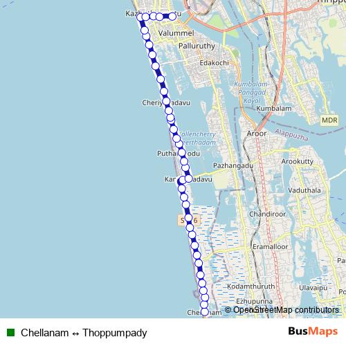 Chellanam ↔ Thoppumpady bus Line Map