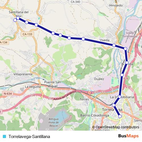 Torrelavega-Santillana bus Line Map