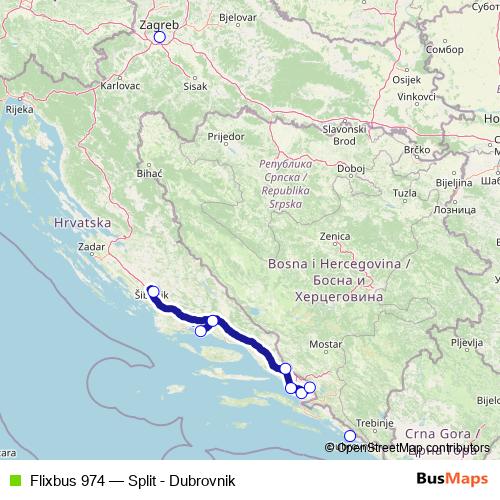 Flixbus 974 bus Line Map