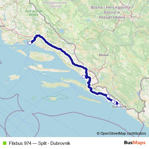 Flixbus 974 bus Line Map