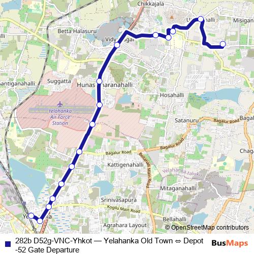 282b D52g-VNC-Yhkot bus Line Map