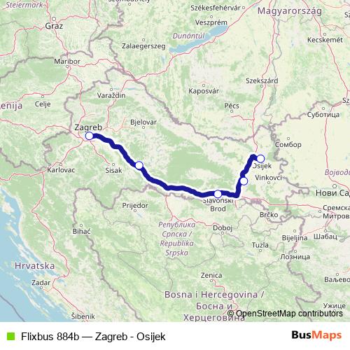 Flixbus 884b bus Line Map