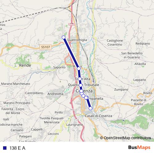 138 E A bus Line Map