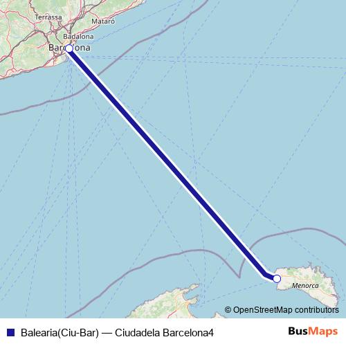 Balearia(Ciu-Bar) ferry Line Map