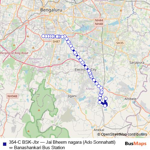 354-C BSK-Jbr bus Line Map