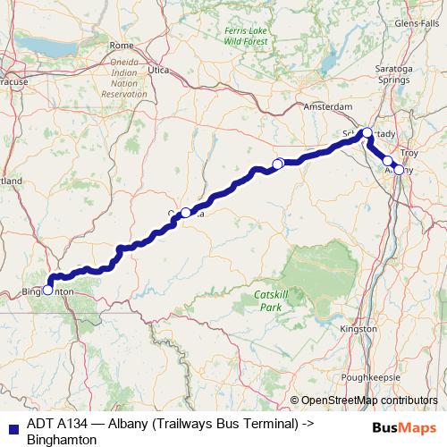 ADT A134 bus Line Map