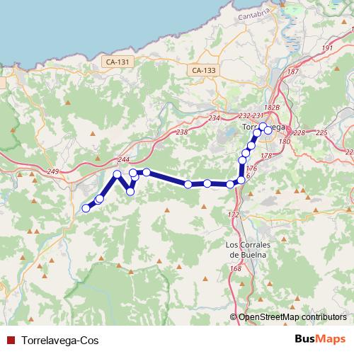 Torrelavega-Cos bus Line Map