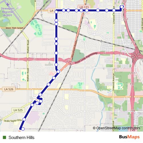 Southern Hills bus Line Map