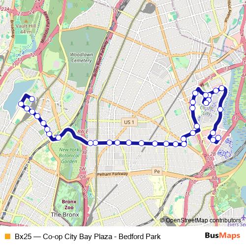 Bx25 bus Line Map