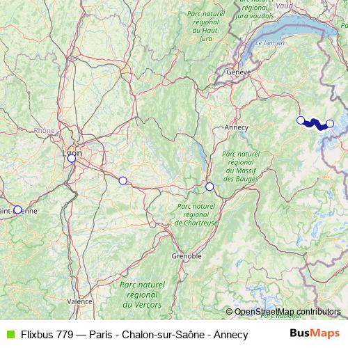 Flixbus 779 bus Line Map