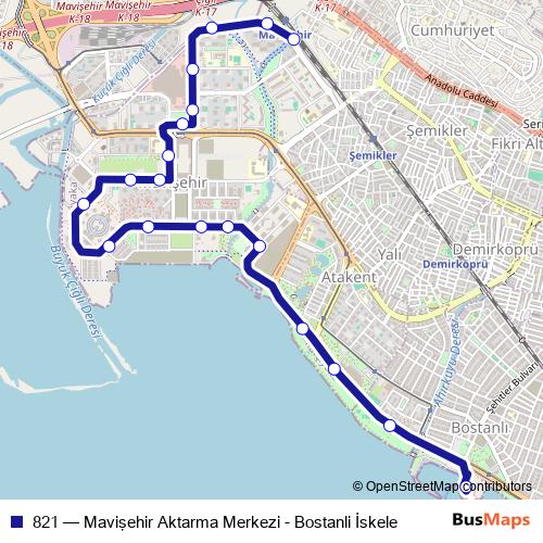 821 bus Line Map