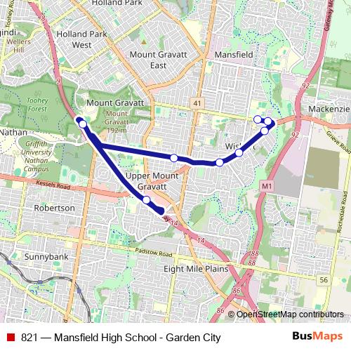 821 bus Line Map