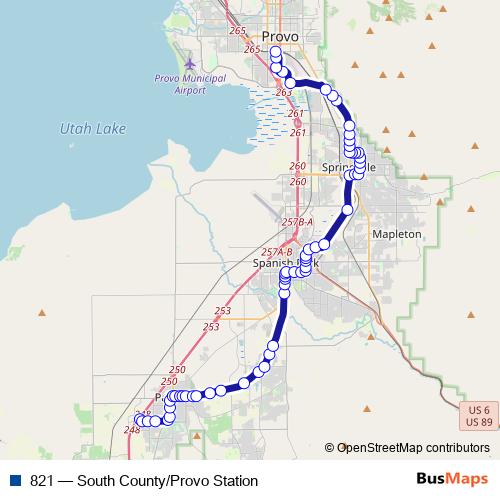 821 bus Line Map