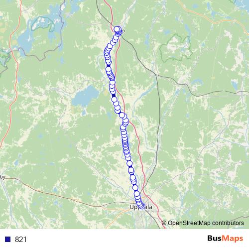 821 bus Line Map