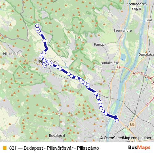821 bus Line Map